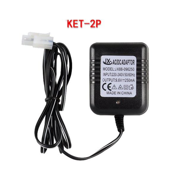 Uppladdningsbar batteriladdare Ni-Cd Ni-MH batteripaket KET-2P kontaktadapter 9,6V 250mA utgång för fjärrkontrollleksaker