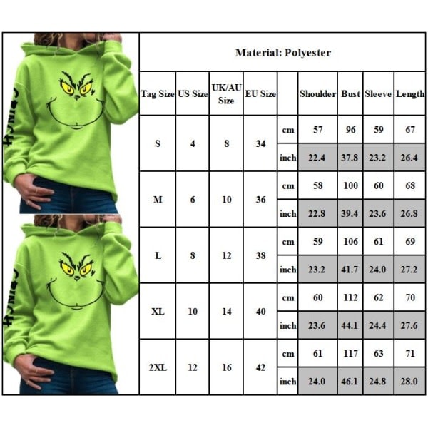 2022 Unisex 3D Grinch Jultröja Pullover Vinterpresent S