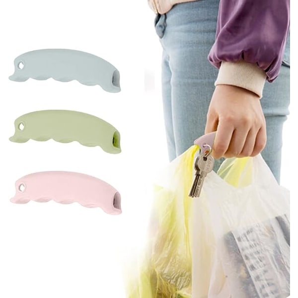 Galaxy Handtag av silikonväska, bärbart handtag för shoppingväska, 3-pack med anti-bärväska, rosa grön blå