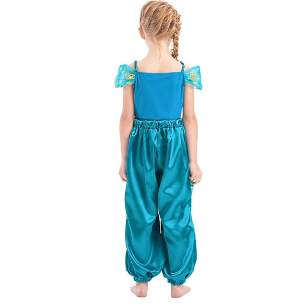 Prinsessdräkt för barn, Jasmine, cosplay, klä upp sig, paljetter, halloweenkostym, födelsedagsfest