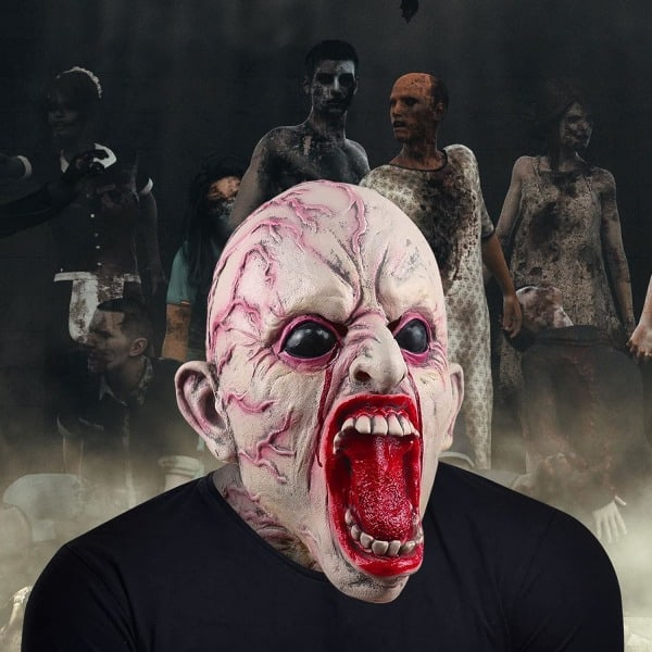 IC RONGbbppQ Halloween-pääkallonaamio, jossa on repeämä kaksoiskerros, Halloween-kauhunaamio Zz