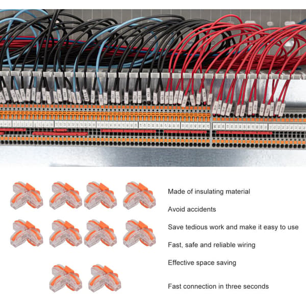 10 STK Trådkopplingsset T Typ Koppar PC Skal Transparent Snabb Skarvplint Orange, DUBUNS