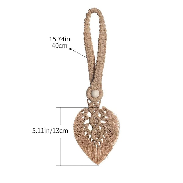Sett med 2 Boho Gardinholdere, Blad Bomulls Makrame Gardin Klips