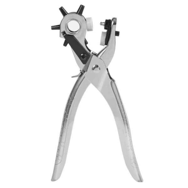 Hole Punch 6 Sizes - Rotary Hole Puncher for Leather, Belt with 100 Silver Eyelets