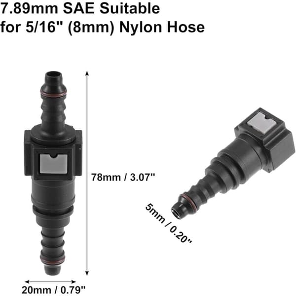 7,89 mm till 8 mm Rak Snabbkopplingsanslutning för Bränsleslang, 2-pack