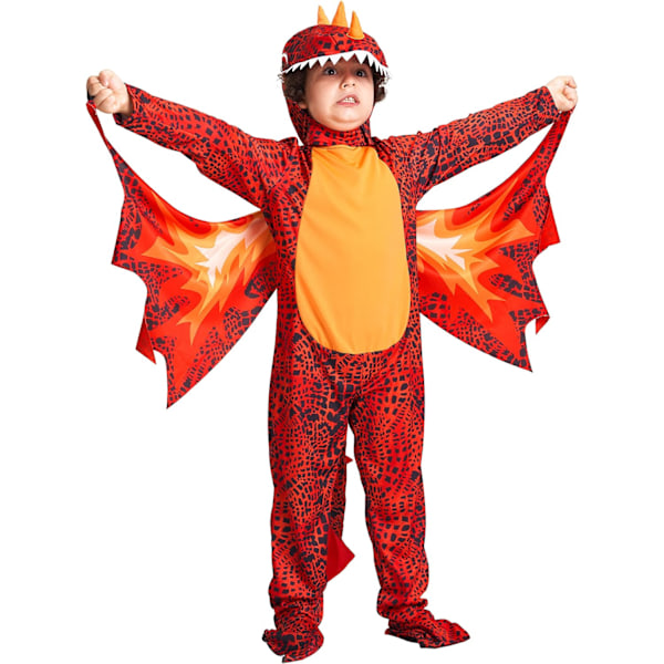 Børnedinosaur jumpsuit kostume halloween kostume unisex drenge piger dino outfit pterosaucer 7-8 Jahre
