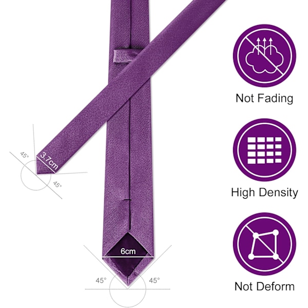 Klassisk ensfarvet satin slips til mænd - Premium slips i ren farve til mænd - Formelle sorte slips til mænd - Business bryllupsfest arbejde slips 8cm DARK PURPLE Polyester thread