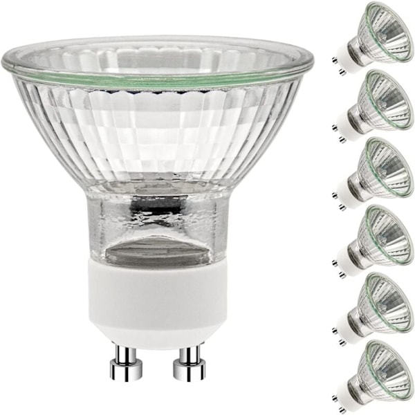GU10 50W polttimot, GU10 halogeenipolttimot, AC 220V 50W kohdevalopolttimo, GU10 halogeeni 2-nastainen halogeenipolttimo 35° valokeila 2700K, 6 kpl pakkaus