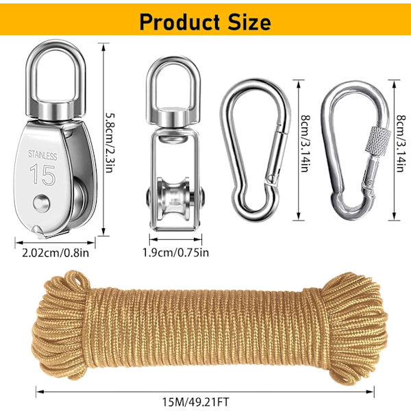 remskivor, rostfritt stål remskiva, svängbar remskiva, lyftremskivor, enstaka remskiva Khaki-m15-4 M15-4