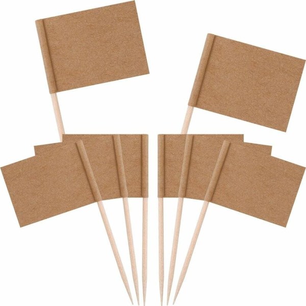 Tandpetarflaggor av kraftpapper, 100 st Ostmarkörer Kakmarkörer Kraftpapper Ostetiketter för Bröllopsfest Jul Halloween Påsk