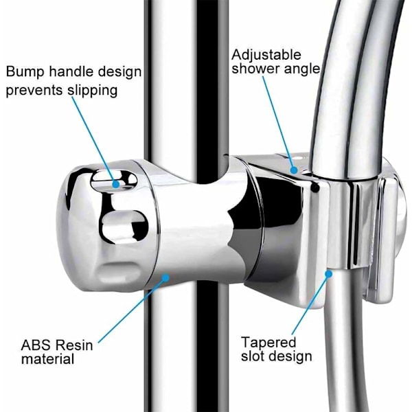 Utbytbar Handhållen Duschhållare, Duschmunstyckeshållare, Justerbar Duschklämma för Badrum Passar 25MM Duschstång, 19-22MM Duschmunstycke, ABS Krompläterad
