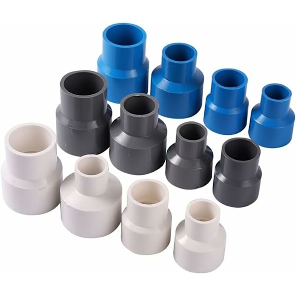 PVC Rak Reduceringsadapter för Trädgård Växthus Jordbruk Vattenförsörjningsrör (ID 40mm till 20mm, Grå)