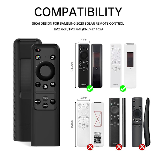 SIKAI Fjärrkontrollskydd för 2023 Solar Charging TM2360E TM2361E Silikonfodral för Samsung BN59-01432A TV-fjärrkontroll