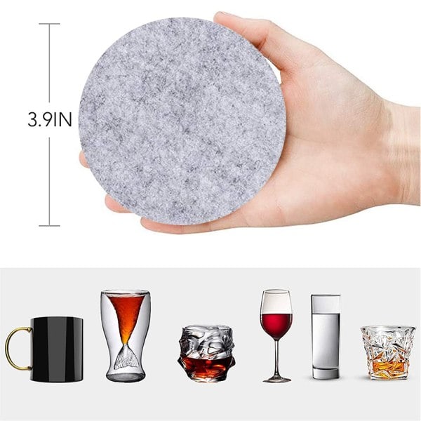 IC Premium Filtunderlägg för Drinkar, Set med 12 Runda Grå Underlägg