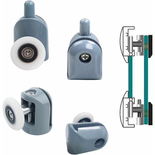 Brusekabineruller 8 Stykker Brusekabineruller 23mm Brusekabineruller Brusekabineruller til Badeværelse, 4 Øvre og 4 Nedre