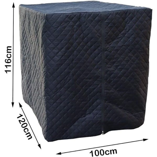 1000L IBC Tankskydd, Frostskydd, Anti-UV Tankskydd, IBC Tank Skyddande Överdrag med Dragkedja, 120 x 100 x 116 cm (Svart)
