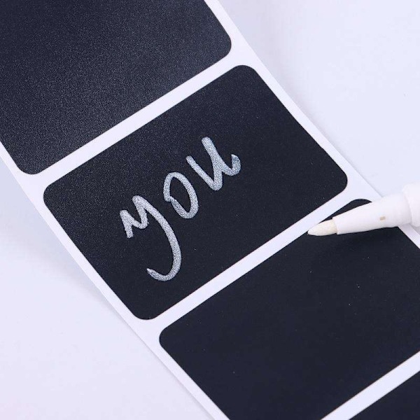 120-pack Blackboard labels Stylus labels Jars + Pen Black Black Svart