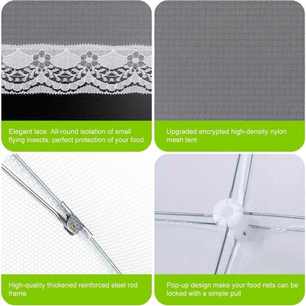 6 st Hopfällbara Mattskydd Anti-fluga Mesh Mattskydd Tält Paraply Anti-insektsskydd för BBQ Picknickmat, 1 Stor (100x60cm) & 5 Standard