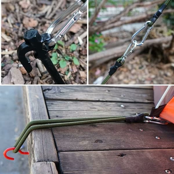 Set med 2 Mini Robusta spännband 30 cm med karbinhake för camping, bagage, resor