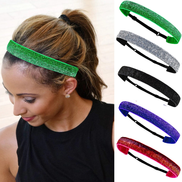 5 spetsspannband för flickor, justerbart halkfritt elastiskt flickhuvud
