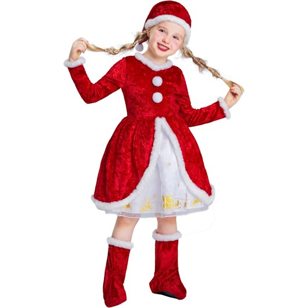 Barnens Julkläder Flickor Jul Pojkar Tomte Kläder Fina Kostymer Hattar Skor Presenter 3-10 År Flicka 8-10 Jahre
