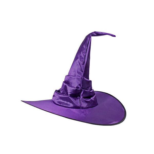 Halloween-hatt lysande häxhatt festdekoration spindelnät trollkarlhatt pumpa varmstämpling svart häxhatt MJ51 Purple 1 One Size