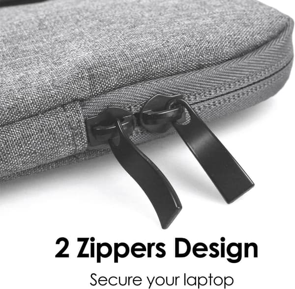 13-tums laptopfodral, vattentät polyester, mjukt mockafoder, framficka, dubbla dragkedjor, MacBook Air, resor, kontor, grå