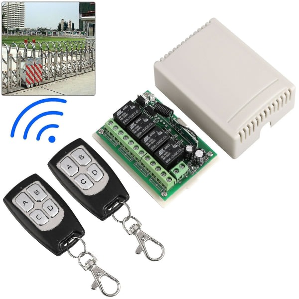 4-kanals 443mhz trådlös RF-fjärrkontroll reläströmställare med 2 mottagare