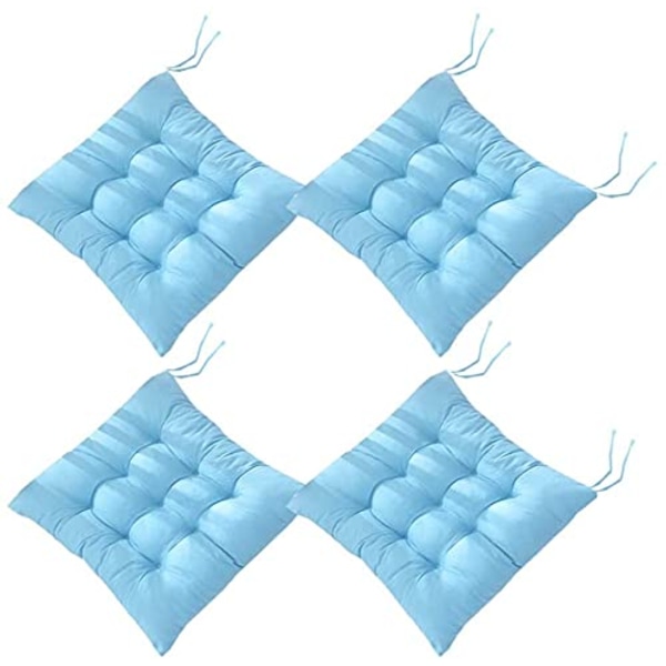 4 st mjuka stolsdynor, stolsdynor med band, stolsdynor matsal för trädgård uteplats kök matsal (40x40cm)A blue