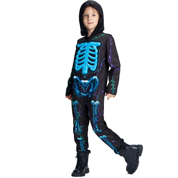 Halloween kostume Dødedag, Dia de los Muertos kjole, kostume brud la Catrina, skelet kostume til børn kvinder kvinder Blå glöd 8-10 ans