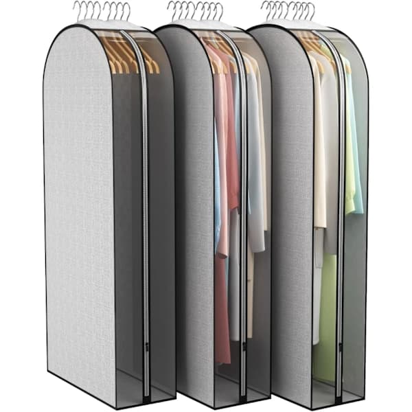 3-pack med blixtlåsförsedda plaggskydd för förvaring i garderoben 50inch 50inch