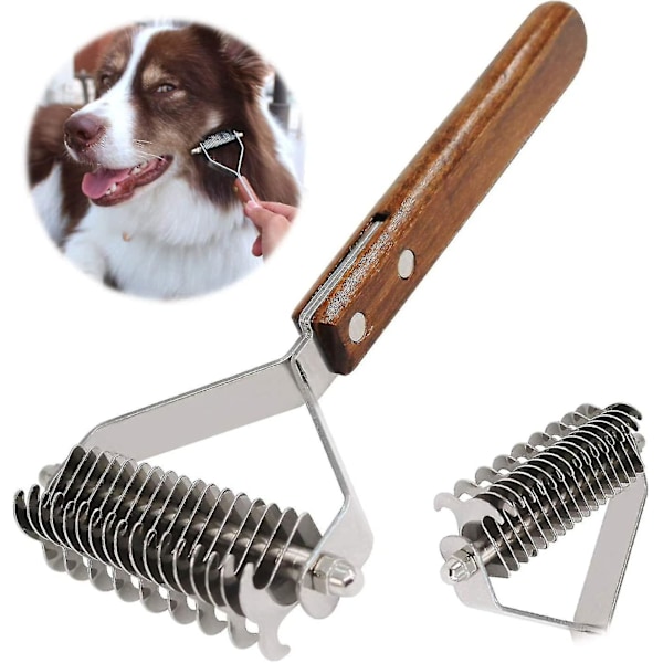 Coat King Rake Pet Undercoat Rake Dog Dematting Comb Pet Grooming Brush Deshedding Tool 17+9 Dobbeltsidet Tænder Undercoat Rake (dobbelt)