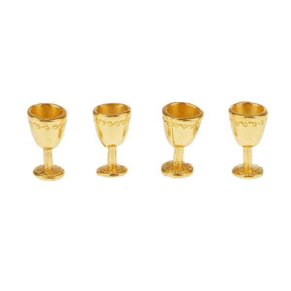 4 st dockhus miniatyr guldmetall bägare
