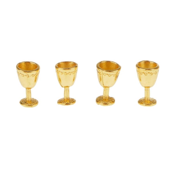 4 stk dukkehus miniatyr gull metall pokaler