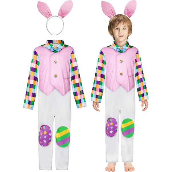 Barn Bunny Kostyme, Bunny Fintøy Antrekk Bunny Overall Onsie Med Hodebånd For Karneval Påske 3-10 År Kanin A 7-8 Jahre