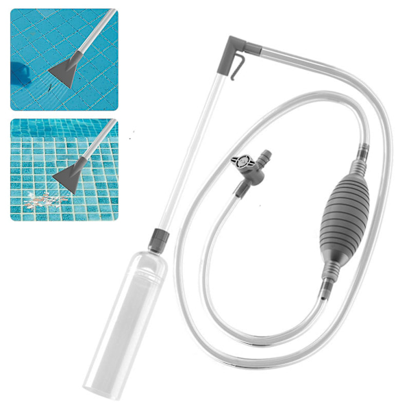 Swimming Pool Støvsuger med 2 Dyseadaptere Klar Siphon Slange Justerbar Ventil Aftagelig Akvarium Vandskift Spa Varmt Karbad Ledningsfri Manuel C