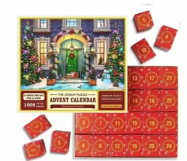 Julnedräkning Pussel Blind Box 24 Småaskar 1000 Bitar Blind Box för Vuxna Advent Papperspussel C