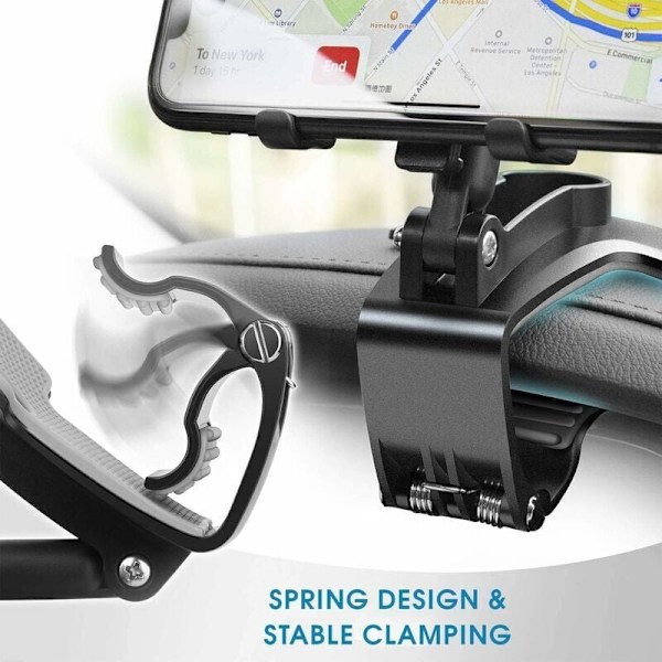 Biltelefonholder 360 Graders Rotasjon, Dashbord Mobiltelefonholdere for Bil GPS og 4-7 Tommers Smarttelefoner (Svart), DEBUNS