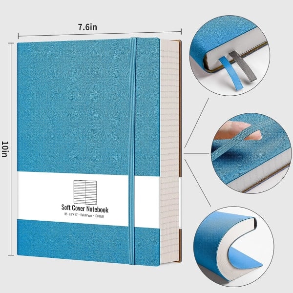 IC Fodrad journalanteckningsbok - 320 numrerade sidor Stor B5 tjock anteckningsbok för kvinnor, 100 g/m² tjockt college-papper, 7,6'' X 10''-rosa