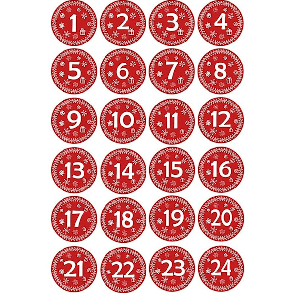 Adventskalender til å fylle stoffpose, 1-24 adventsnummerklistremerker smykkekalender gavepose julekalendersett håndverkspose til å fylle med