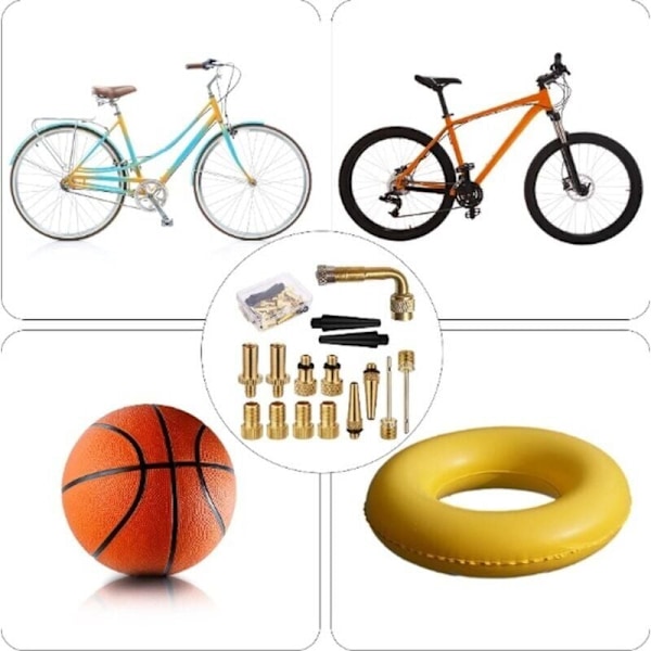15 st Cykelventiladapterset Reduceringsmunstycken Däckpumpadapterset Bollpumpsnål Universal..DEBUNS