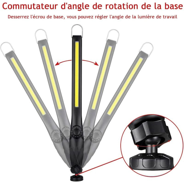 Magnetisk LED Arbejdslampe fra Pieces - Super Lys Genopladelig Lommelygte til Garage, Camping, Vandring, Bilreparation, Nødsituationer [Energiklasse A]