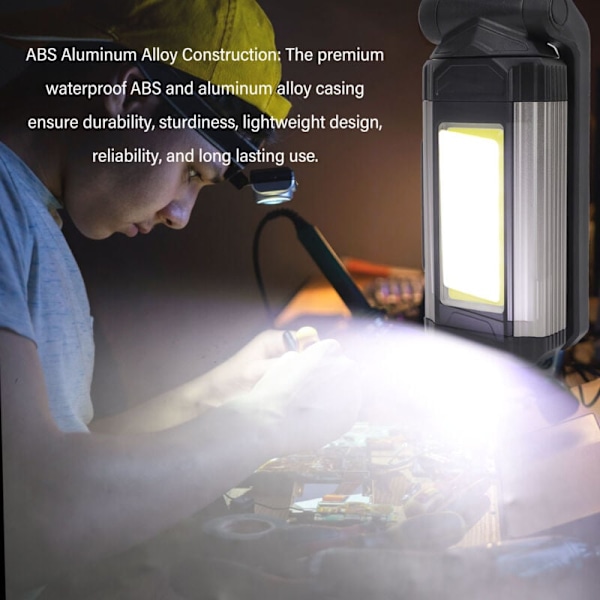 Foldbar Arbejdslampe i Aluminiumlegering med 7 Tilstande COB USB Genopladelig Magnetisk Bærbar Mekanikerlampe til Bilreparation Nødssituation Grå, DUBUNS