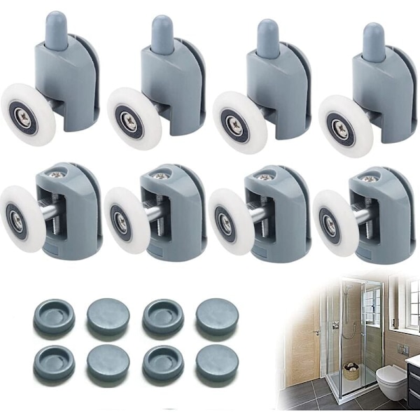 Brusekabineruller 8 Stykker Brusekabineruller 23mm Brusekabineruller Brusekabineruller til Badeværelse, 4 Øvre og 4 Nedre