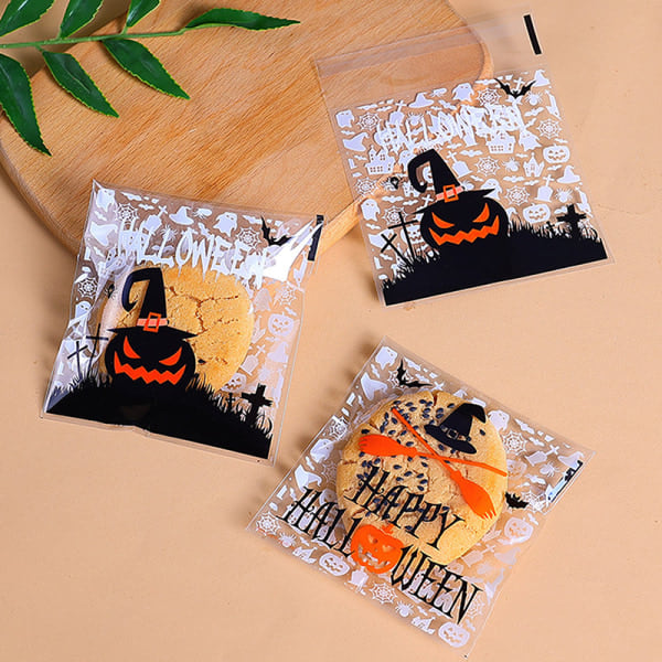 IC 100kpl Happy Halloween Karkkipussi Lahja Kakkupussit Keksit Välipala A4