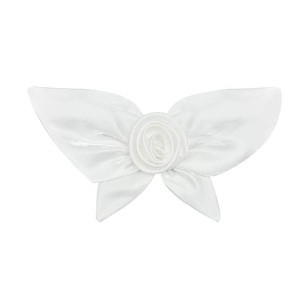 Sløyfe Stoffmerke Blomst Stoffklistremerke HVIT Hvit White