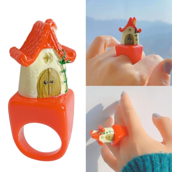 Svamp Hus Form Ringar Finger Ringar Plast Material Dam Smycken Fest Present Smycken Present för kvinnor Flickor Barn