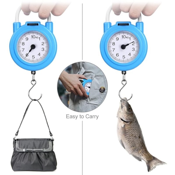 Matkalaukkuvaaka, maks. 10 kg vääntömomenttivaaka, pieni ja kannettava, mukavalla otteella matkoille ja töihin