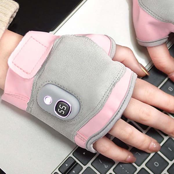 USB Genopladelige Varmehandsker, Fingerløse Bomuldshåndvarmere, Touchscreen-kompatible Til Vinterudendørs, Pink, 15 X 9 Cm