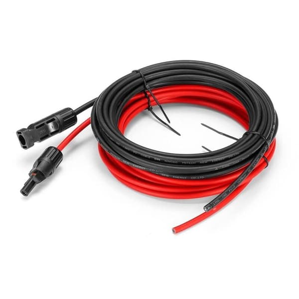 5 meter 12 AWG solpanel forlængerkabel med MC4 hun- og hanstik adapter kit (5m rød + 5m sort)